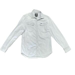 G-Star Raw Denim Blue Shirt Men's Size M Long Sleeve Front Snaps Western Country